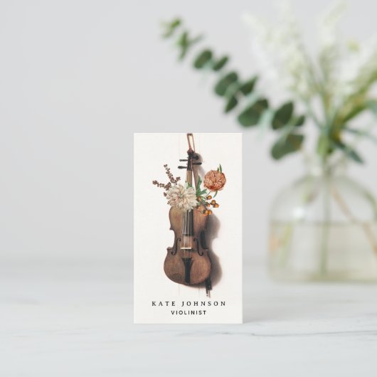 Violist  Bloemenviool Muzikant Docent Visitekaartje (Staand voorkant)