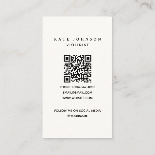 Violist Bloemenviool Muzikant Docent Visitekaartje (Achterkant)