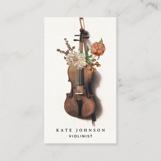 Violist  Bloemenviool Muzikant Docent Visitekaartje (Voorkant)