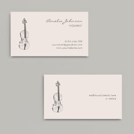 Violist Blush Pink Elegant Script Music Teacher Visitekaartje