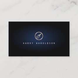Violist Elegant Goud Viool Icoon Blauw Glow Visitekaartje