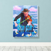 Violist en Chabat Chalom Canvas Afdruk (Insitu (Houten vloer))