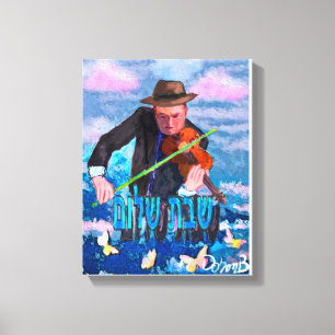 Violist en Chabat Chalom Canvas Afdruk