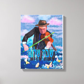 Violist en Chabat Chalom Canvas Afdruk