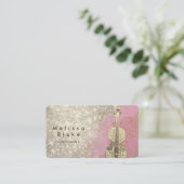 violist faux glitter visitekaartje (Staand voorkant)