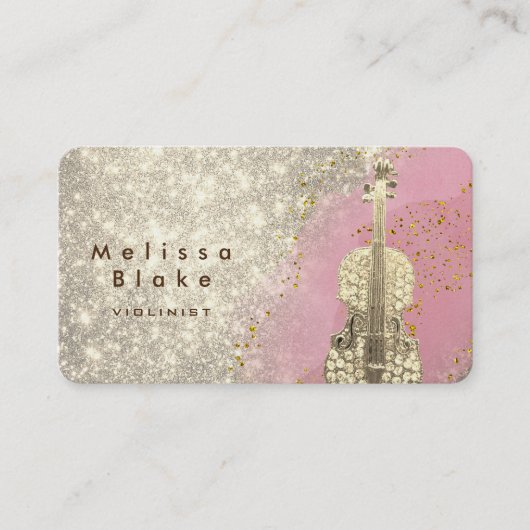violist faux glitter visitekaartje (Voorkant)