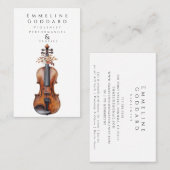 Violist Floral Violin Muziekleraar Muzikant Visitekaartje (Voorkant / Achterkant)