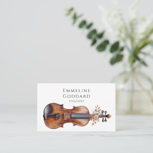 Violist Floral Violin Muziekleraar Muzikant Visitekaartje (Staand voorkant)