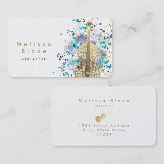 violist paint splash design visitekaartje (Voorkant / Achterkant)