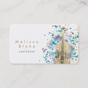 violist paint splash design visitekaartje