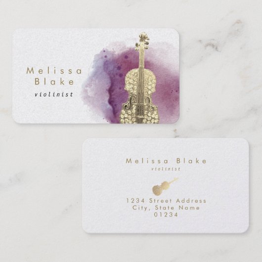 Violist Paint waterverf Splash Design Visitekaartje (Voorkant / Achterkant)