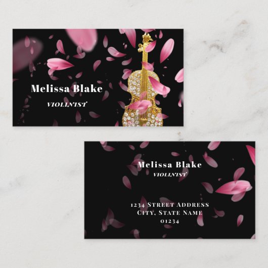 violist roze roze roze visitekaartje (Voorkant / Achterkant)