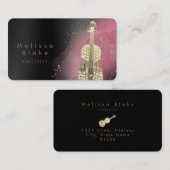 violist roze waterverf zwart visitekaartje (Voorkant / Achterkant)