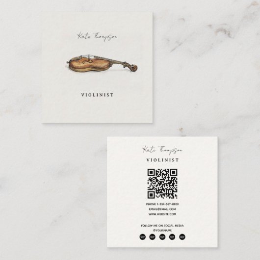 Violist Vioolmuzikant Docent QR Code Vierkante Visitekaartje (Voorkant / Achterkant)