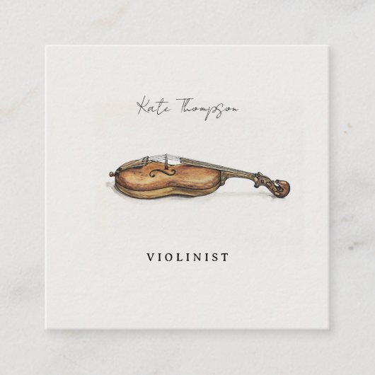 Violist  Vioolmuzikant Docent QR Code Vierkante Visitekaartje (Voorkant)