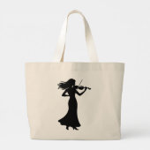 Violiste Silhouet Dame Grote Tote Bag (Achterkant)