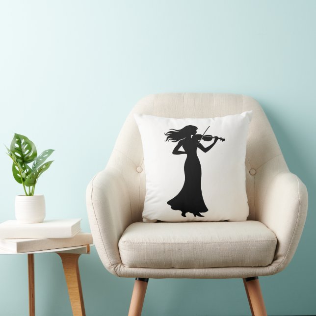 Violiste Silhouet Dame Kussen (Stoel)