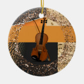 Viool abstracte kunst/glitter keramisch ornament (Voorkant)