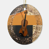 Viool abstracte kunst/glitter keramisch ornament (Links)