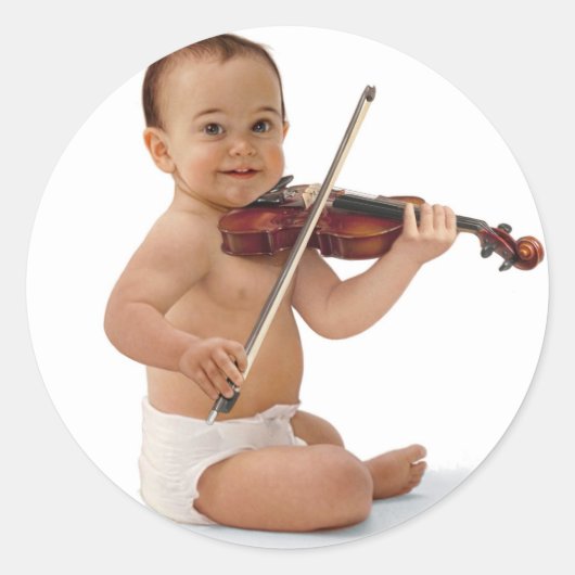 Viool Baby Ronde Sticker (Voorkant)