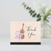 Viool, balletschoenen en vlinders feest Bedankt Briefkaart (Staand voorkant)