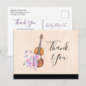 Viool, balletschoenen en vlinders feest Bedankt Briefkaart (Voorkant / Achterkant)