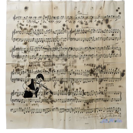 Viool Blad Muziek Douchegordijn (Voorkant)