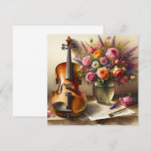 Viool, Bladmuziek en een Vaas van Bloemen (Voorkant / Achterkant)