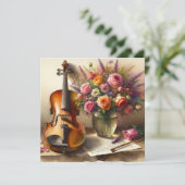 Viool, Bladmuziek en een Vaas van Bloemen (Staand voorkant)