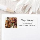 Viool, Bladmuziek en een Vaas van Bloemen Etiket (Insitu)