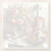 Viool, Bladmuziek en een Vaas van Bloemen Glazen Onderzetter (Achterkant)