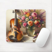 Viool, Bladmuziek en een Vaas van Bloemen Muismat (Met muis)