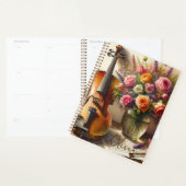 Viool, Bladmuziek en een Vaas van Bloemen Planner (Display)