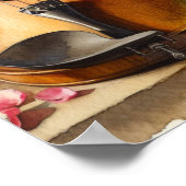 Viool, Bladmuziek en een Vaas van Bloemen Poster (Hoek)