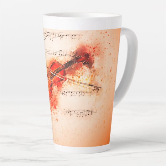 Viool Bladmuziek Latte Mok 17 oz (Rechterhoek)