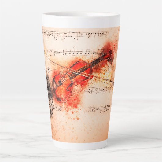  Viool Bladmuziek Latte Mok 17 oz (Voorkant)