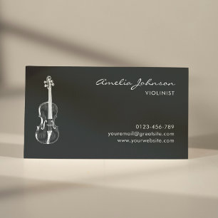 Viool Blauw Elegante Professionele Muziekleraar Visitekaartje