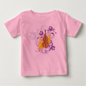 Viool Bloemen Swirl Roze Peuter Ruffle T-shirt (Voorkant)