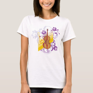Viool bloemenwerveling t-shirt