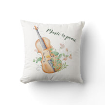 Viool Bloemrijke Muziek is Vrede Aangepaste Kussen