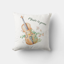 Viool Bloemrijke Muziek is Vrede Aangepaste Kussen