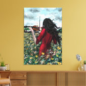 Viool Dame Canvas Print Zomer Sonate (Insitu (Woonkamer))