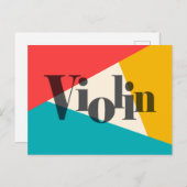 Viool Driekleurig - Turquoise Koraal Goud Briefkaart (Voorkant / Achterkant)