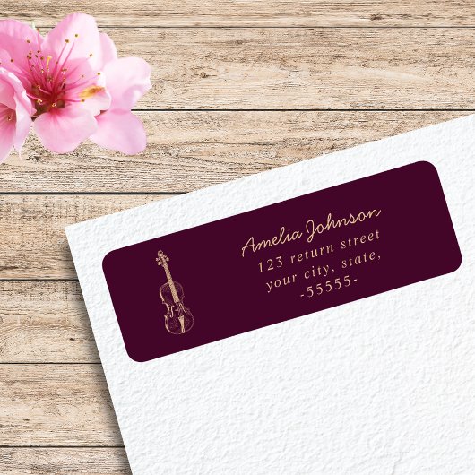 Viool Elegant Script Music Teacher Modern Etiket