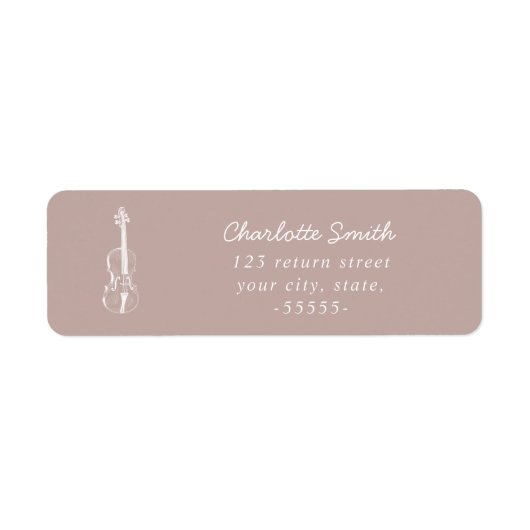 Viool Elegant Script Music Teacher Modern Roze Etiket (Voorkant)