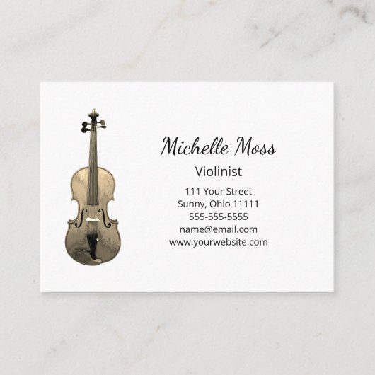 Viool Elegante Muziekdocent Vioolvioliste Visitekaartje (Voorkant)