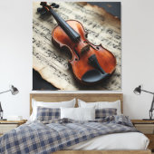 Viool en Bladmuziek Canvas Afdruk (Insitu (Slaapkamer))