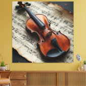 Viool en Bladmuziek Canvas Afdruk (Insitu (Woonkamer))