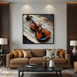 Viool en Bladmuziek Canvas Afdruk