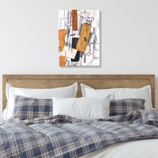 Viool en Bladmuziek | Georges Braque | Canvas Afdruk (Insitu (Slaapkamer))